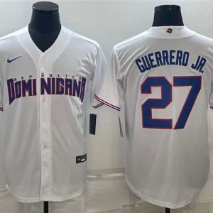 Men Dominican Republic Baseball #27 Vladimir Guerrero Jr. 2023 White World Baseball Classic Stitched Jersey