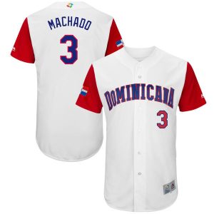 Men Dominican Republic Baseball #3 Manny Machado White 2017 World Baseball Classic Stitched WBC Jersey