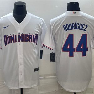 Men Dominican Republic Baseball #44 Julio Rodriguez 2023 White World Baseball Classic Stitched Jersey