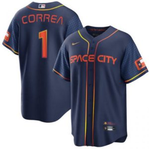 Men Houston Astros #1 Carlos Correa 2022 Navy City Connect Cool Base Stitched Jersey