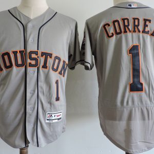 Men Houston Astros #1 Carlos Correa Gray Elite Stitched MLB Jersey