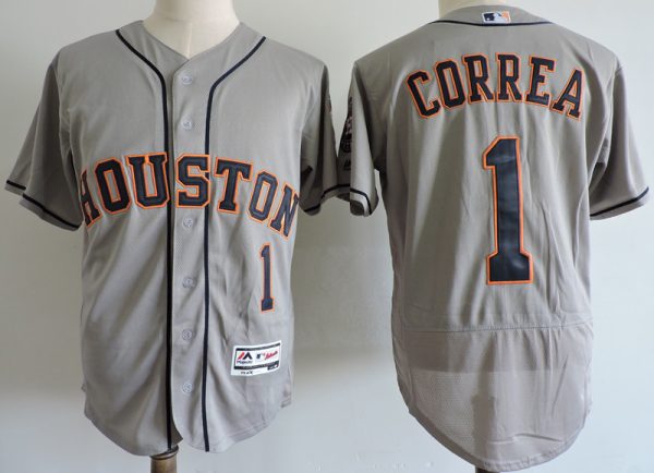 Men Houston Astros #1 Carlos Correa Gray Elite Stitched MLB Jersey