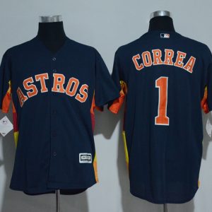 Men Houston Astros #1 Carlos Correa Majestic Navy Alternate Cool Base Stitched MLB Jersey