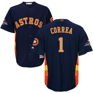 Men Houston Astros #1 Carlos Correa Navy 2018 Gold Program Cool Base Stitched MLB Jersey