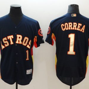 Men Houston Astros #1 Carlos Correa Navy 2018 Gold Program Flexbase Stitched MLB Jersey