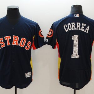 Men Houston Astros #1 Carlos Correa Navy 2018 Spring Training Flexbase Stitched MLB Jersey