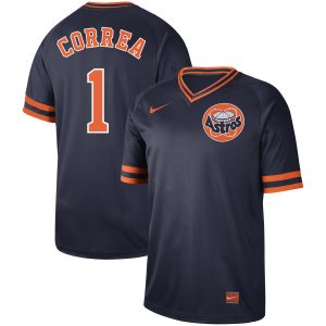 Men Houston Astros #1 Carlos Correa Navy Cooperstown Collection Legend Stitched MLB Jersey