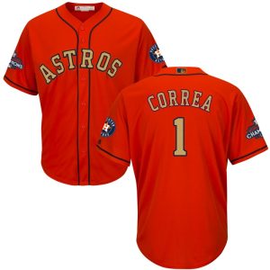 Men Houston Astros #1 Carlos Correa Orange 2018 Gold Program Cool Base Stitched MLB Jersey