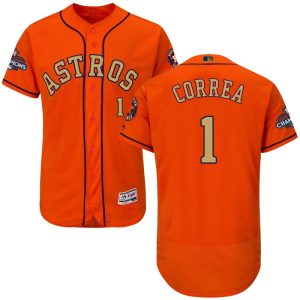 Men Houston Astros #1 Carlos Correa Orange 2018 Gold Program Flexbase Stitched MLB Jersey