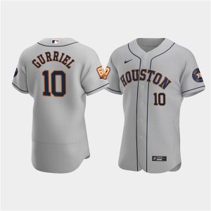 Men Houston Astros #10 Yuli Gurriel Gray 60th Anniversary Flex Base Stitched Baseball Jersey