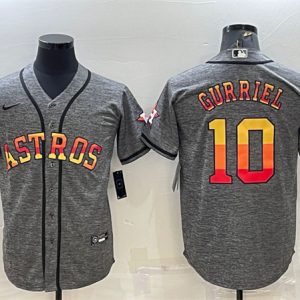 Men Houston Astros #10 Yuli Gurriel Gray Cool Base Stitched Baseball Jersey