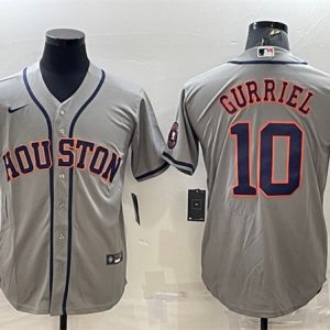 Men Houston Astros #10 Yuli Gurriel Gray With Patch Cool Base Stitched Jersey