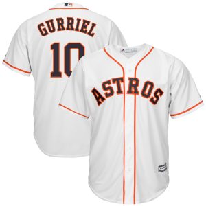 Men Houston Astros #10 Yuli Gurriel Majestic White 2019 Cool Base Stitched MLB Jersey