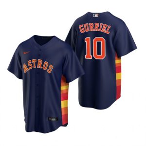 Men Houston Astros #10 Yuli Gurriel Navy Cool Base Stitched Jersey