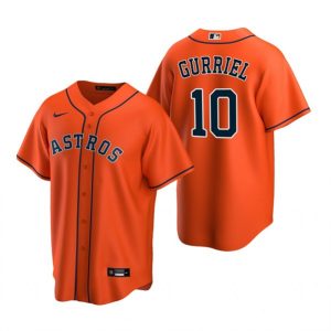 Men Houston Astros #10 Yuli Gurriel Orange Cool Base Stitched Jersey