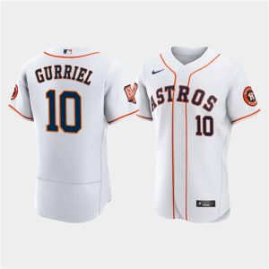 Men Houston Astros #10 Yuli Gurriel White 60th Anniversary Flex Base Stitched Baseball Jersey