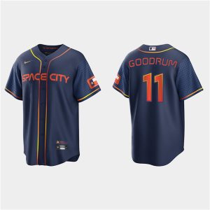 Men Houston Astros #11 Niko Goodrum 2022 Navy City Connect Cool Base Stitched Jersey