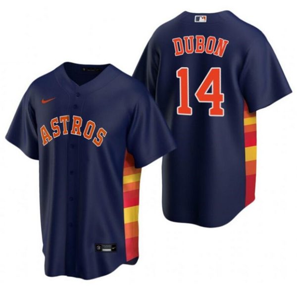 Men Houston Astros #14 Mauricio Dubón Navy Cool Base Stitched Baseball Jersey