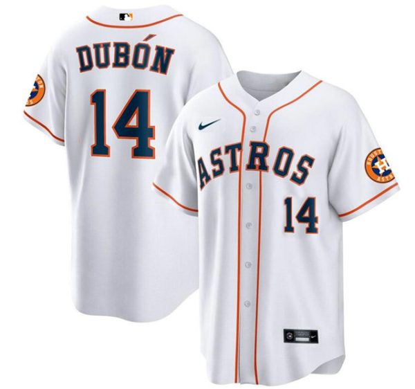 Men Houston Astros #14 Mauricio Dubón White Cool Base Stitched Baseball Jersey