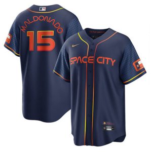 Men Houston Astros #15 Martin Maldonado 2022 Navy City Connect Cool Base Stitched Jersey