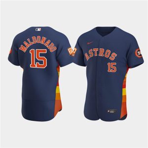 Men Houston Astros #15 Martin Maldonado Navy 60th Anniversary Flex Base Stitched Baseball Jersey