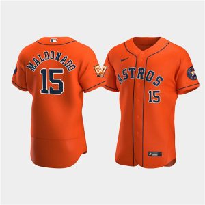 Men Houston Astros #15 Martin Maldonado Orange 60th Anniversary Flex Base Stitched Baseball Jersey