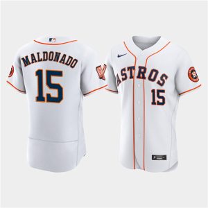 Men Houston Astros #15 Martin Maldonado White 60th Anniversary Flex Base Stitched Baseball Jersey