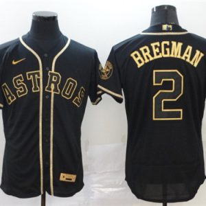 Men Houston Astros #2 Alex Bregman 2020 Blak Golden Flex Base Stitched MLB Jersey