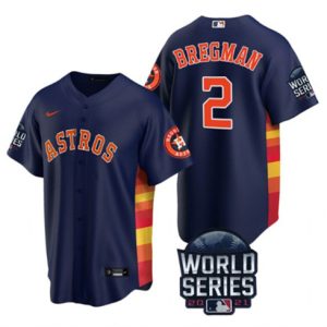 Men Houston Astros #2 Alex Bregman 2021 Navy World Series Cool Base Stitched Baseball Jersey