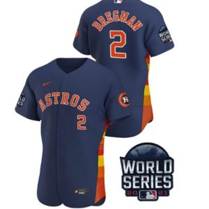 Men Houston Astros #2 Alex Bregman 2021 Navy World Series Flex Base Stitched Baseball Jersey