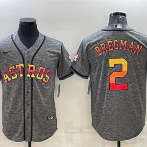 Men Houston Astros #2 Alex Bregman Gray Cool Base Stitched Baseball Jersey