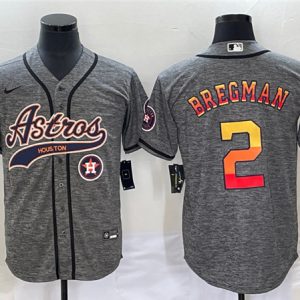 Men Houston Astros #2 Alex Bregman Gray With Patch Cool Base Stitched Baseball Jersey