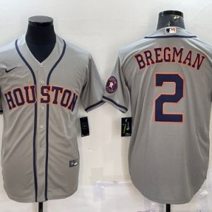 Men Houston Astros #2 Alex Bregman Gray With Patch Cool Base Stitched Jersey