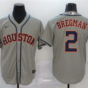 Men Houston Astros #2 Alex Bregman Grey Cool Base Stitched MLB Jersey