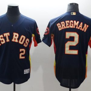 Men Houston Astros #2 Alex Bregman Navy 2018 Gold Program Flexbase Stitched MLB Jersey