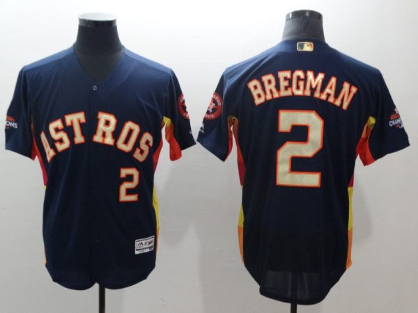 Men Houston Astros #2 Alex Bregman Navy 2018 Gold Program Flexbase Stitched MLB Jersey