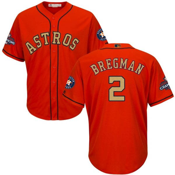 Men Houston Astros #2 Alex Bregman Orange 2018 Gold Program Cool Base Stitched MLB Jersey