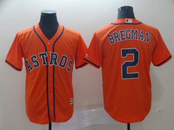 Men Houston Astros #2 Alex Bregman Orange Cool Base Stitched MLB Jersey