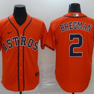 Men Houston Astros #2 Alex Bregman Orange Cool Base Stitched MLB Jersey