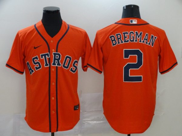 Men Houston Astros #2 Alex Bregman Orange Cool Base Stitched MLB Jersey