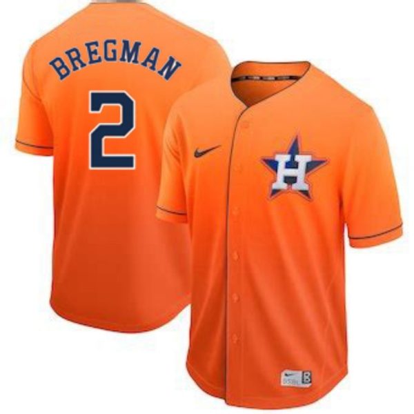 Men Houston Astros #2 Alex Bregman Orange Fade Stitched MLB Jersey