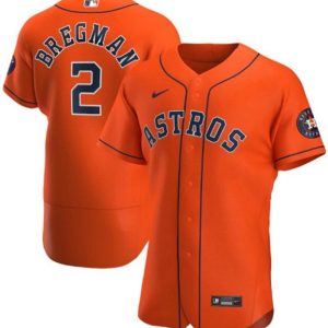 Men Houston Astros #2 Alex Bregman Orange Flex Base Stitched Jersey