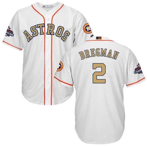 Men Houston Astros #2 Alex Bregman White 2018 Gold Program Cool Base Stitched MLB Jersey