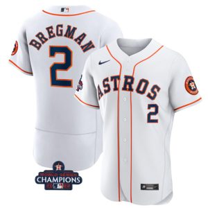 Men Houston Astros #2 Alex Bregman White 2022 World Series Champions Flex Base Stitched Baseball Jersey