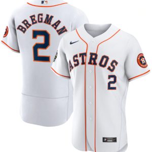 Men Houston Astros #2 Alex Bregman White 2022 World Series Flex Base Stitched Baseball Jersey