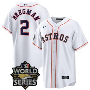 Men Houston Astros #2 Alex Bregman White 2022 World Series Home Stitched Baseball Jersey