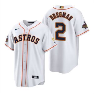 Men Houston Astros #2 Alex Bregman White Gold 2022 World Series Champions Stitched Baseball Jersey