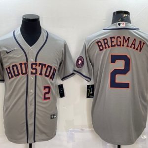 Men Houston Astros #2 Alex Bregman White With Patch Cool Base Stitched Jersey