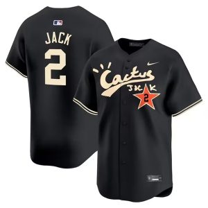 Men Houston Astros #2 David Jack Black Cactus Jack Vapor Premier Limited Stitched Baseball Jersey