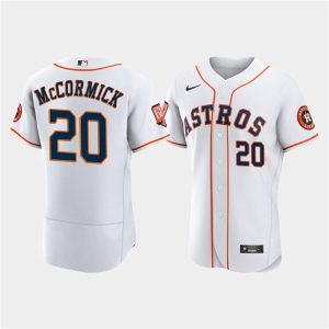 Men Houston Astros #20 Chas McCormick White 60th Anniversary Flex Base Stitched Baseball Jersey